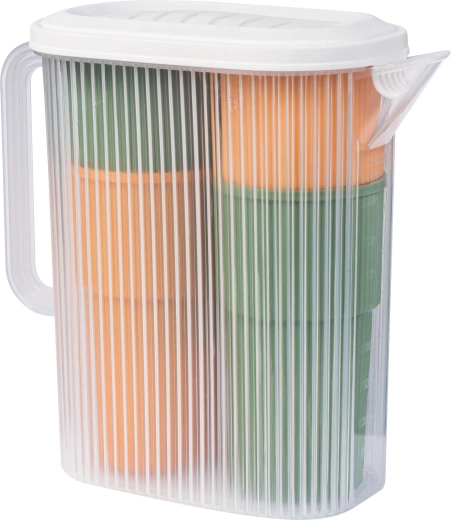 Ensemble en plastique : pichet 3 l et 4 gobelets – vert/orange