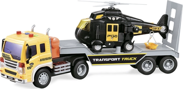 Tracteur de ville avec remorque et hélicoptère 1:16 télécommandé