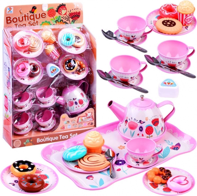 Service à thé en métal pour enfants avec desserts