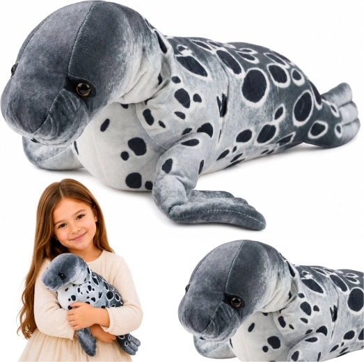 Phoque en peluche réaliste gris 50 cm