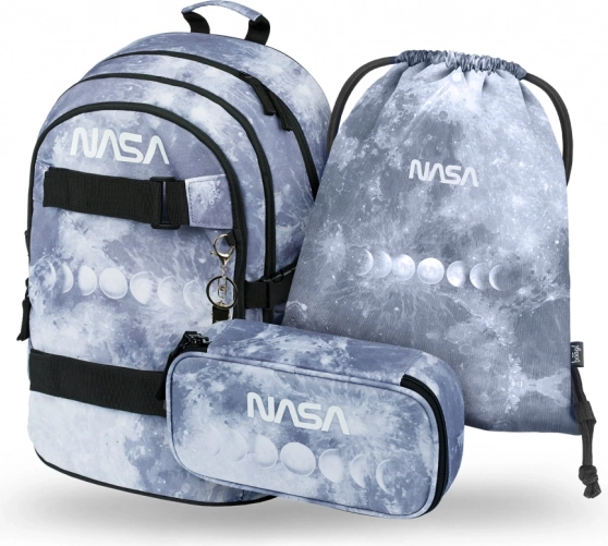Baagl ensemble scolaire NASA Grey – sac à dos, trousse et sac