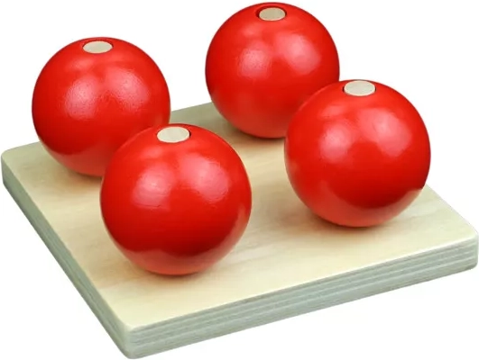 Boules en bois sur picots rouges - 1 pièce