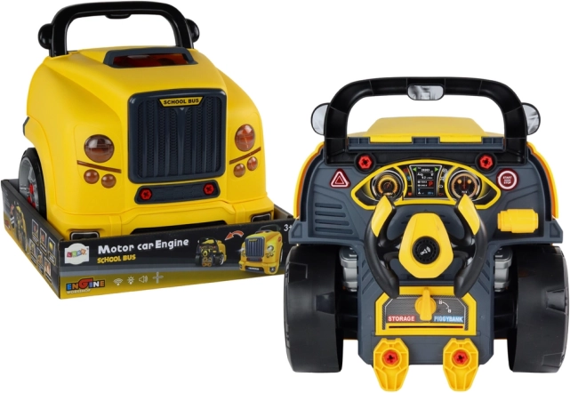 Autobus d’assemblage pour enfants – bus d’atelier jaune avec moteur démontable