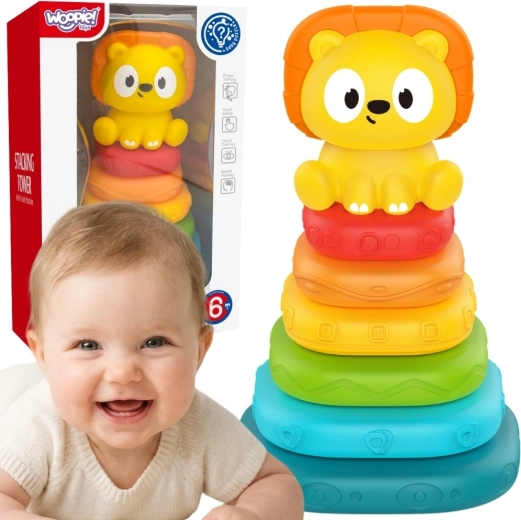 Woopie Baby pyramide sensorielle – tour à empiler avec petit lion (dès 6 mois)