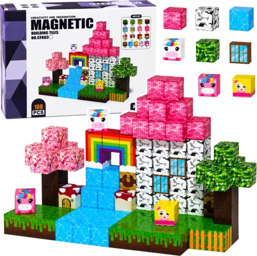 Cubes magnétiques – royaume magique 3D (100 pièces)