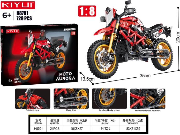 Jeu de construction moto rouge 729 pièces