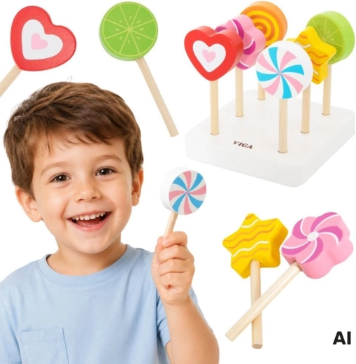 Viga set de sucettes en bois avec support pour enfants 18 mois+