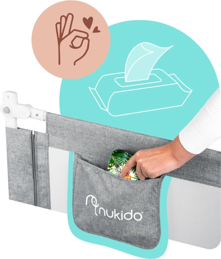 Poche pratique pour petits objets au bord du lit