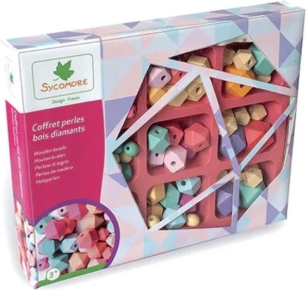 Perles en bois en boîte – diamant