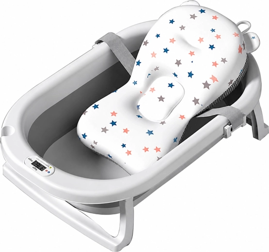 Baignoire pliable pour bébé avec thermomètre LCD et tapis de bain
