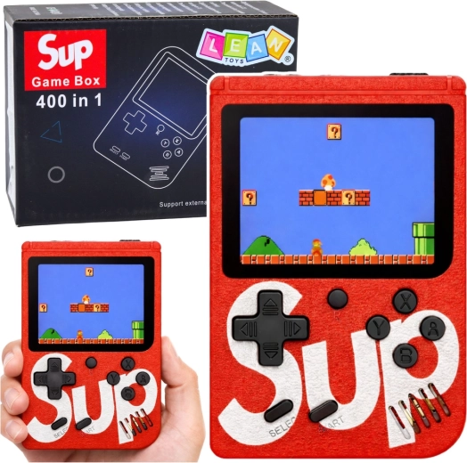 Console de jeux rétro portable SUP avec 400 jeux, écran LCD 3", rouge