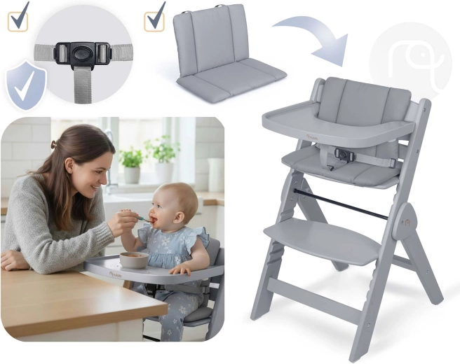 Assise sûre et confortable pendant les repas