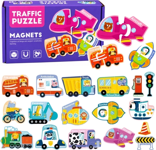 Puzzle magnétique Véhicules – set de 30 pièces