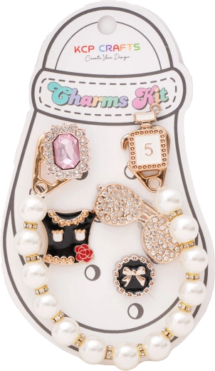 Ensemble d’accessoires décoratifs pour claquettes – parfum, lunettes et chaîne de perles