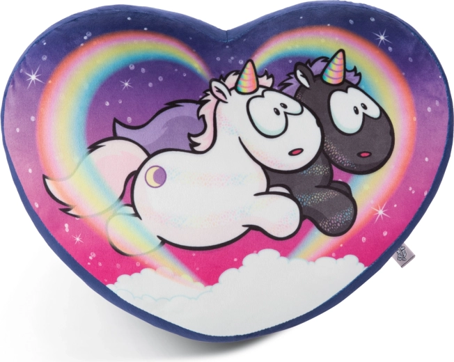 Coussin NICI licorne Star Bringer et Moon Keeper en forme de cœur
