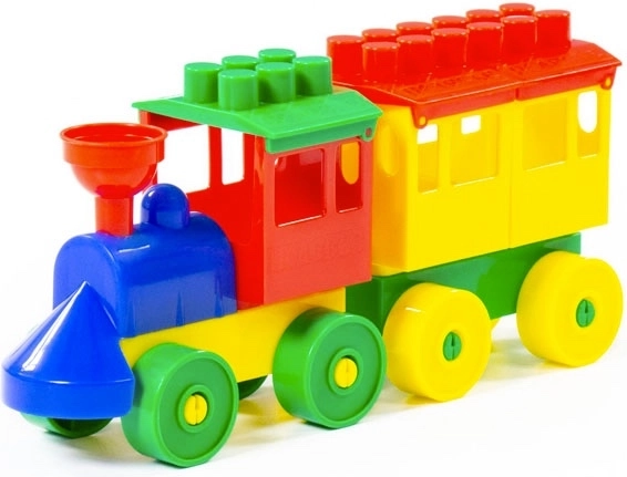 Jeu de construction train avec locomotive et wagon