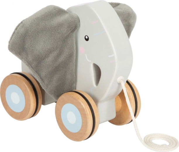 Jouet à tirer en bois Éléphant avec oreilles froissables