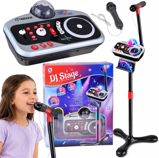 Console DJ pour enfants DJ Stage avec micro de karaoké, Bluetooth et boule disco