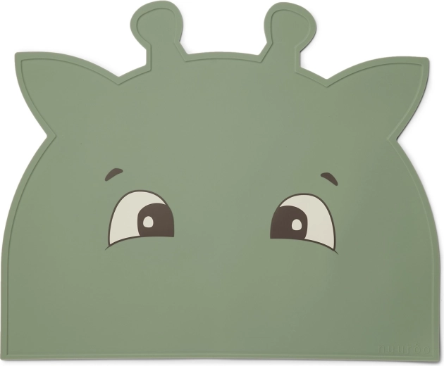 Set de table en silicone NuuRoo Albert Giraffe Dusty Green