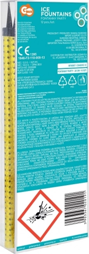 Fontaines de gâteau 25 cm GODAN – étincelles dorées et argentées, 12 pcs