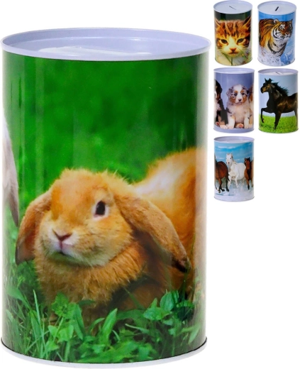 Tirelire enfant en métal avec motif photo d’animaux - 1 pièce
