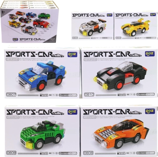 Kit de construction voitures de sport – mini modèles en présentoir (16 pcs)