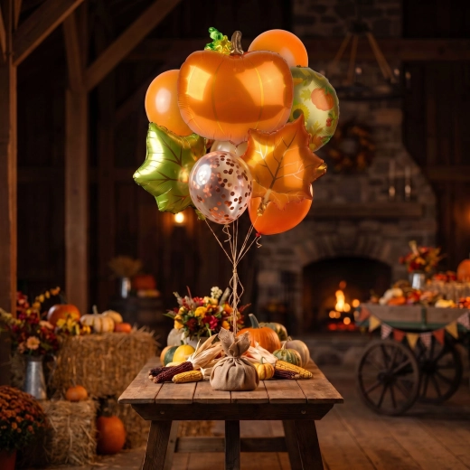Set de ballons en aluminium aux motifs d’automne, 8 pièces
