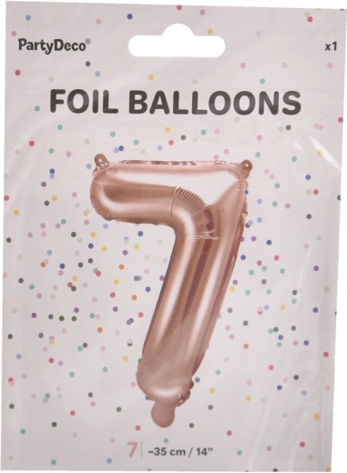 Ballon en aluminium chiffre 7 rose nacré 35 cm