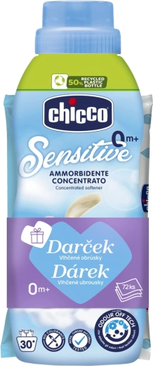 Chicco assouplissant Baby Sensitive Poudre douce 750 ml + lingettes humides 72 pcs offertes