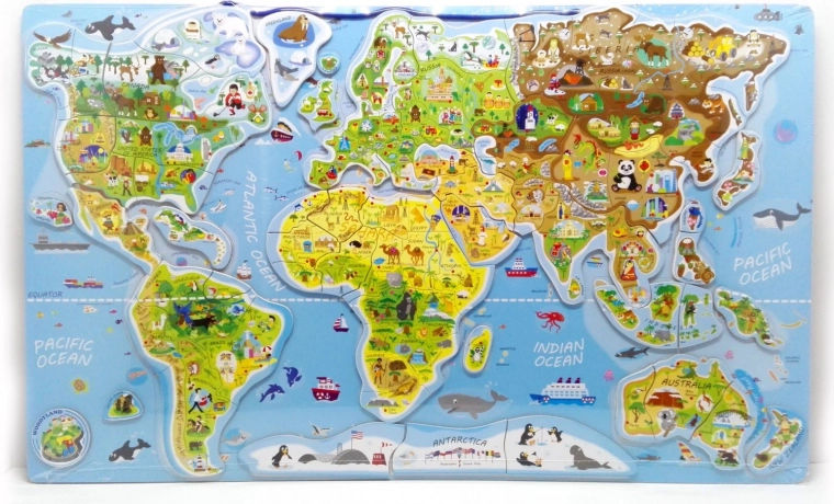 Puzzle magnétique carte du monde - images et jeu 2en1