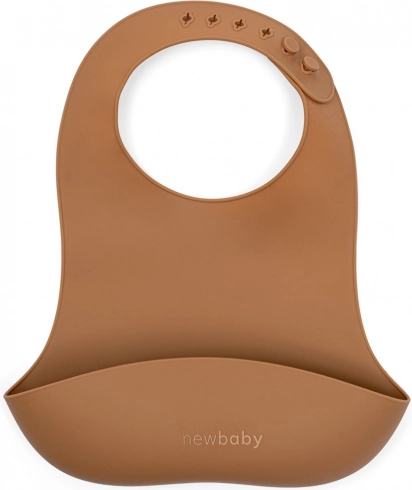 Bavoir en silicone New Baby marron