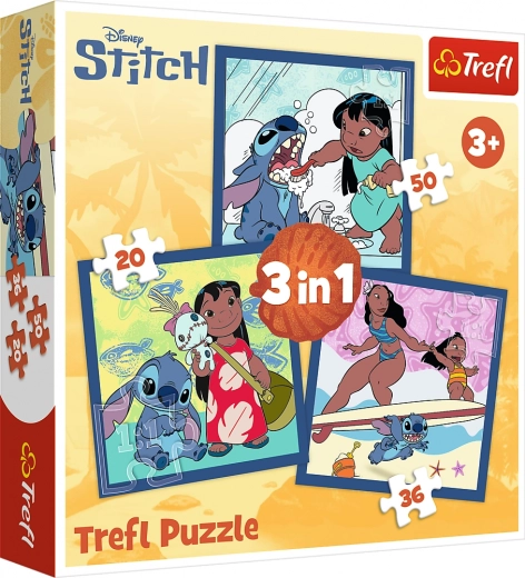 Puzzle 3 en 1 – C’est l’heure avec STITCH LILO & STITCH par Trefl