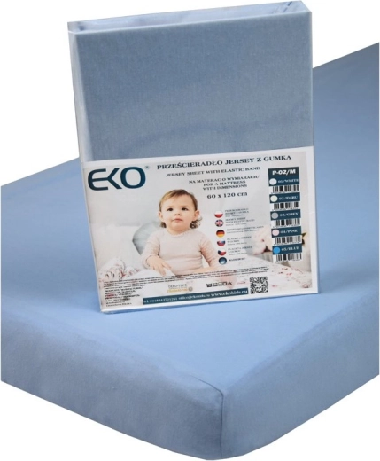 Drap-housse EKO en jersey bleu 120 × 60 cm