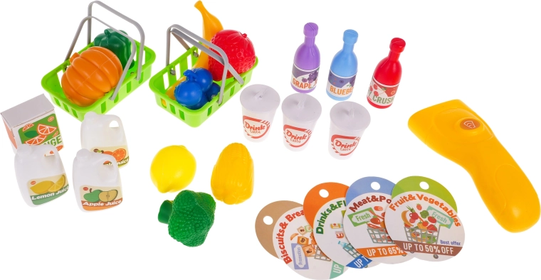 Nombreux accessoires pour jouer à l’épicerie