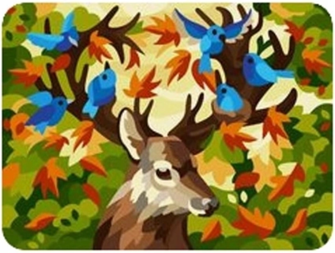 Norimpex Peinture par numéros Cerf avec des oiseaux 40 × 50 cm