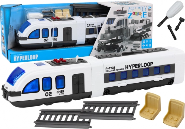 Train de passagers DIY avec sons et lumières – kit de construction avec rails à assembler