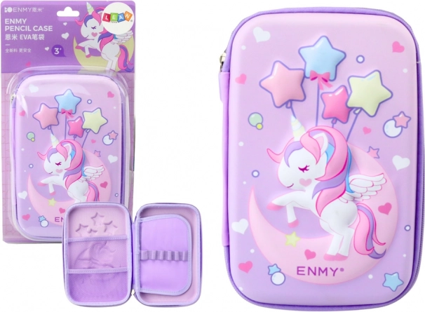 Grand étui 3D Licorne, violet 23 × 15 × 5 cm