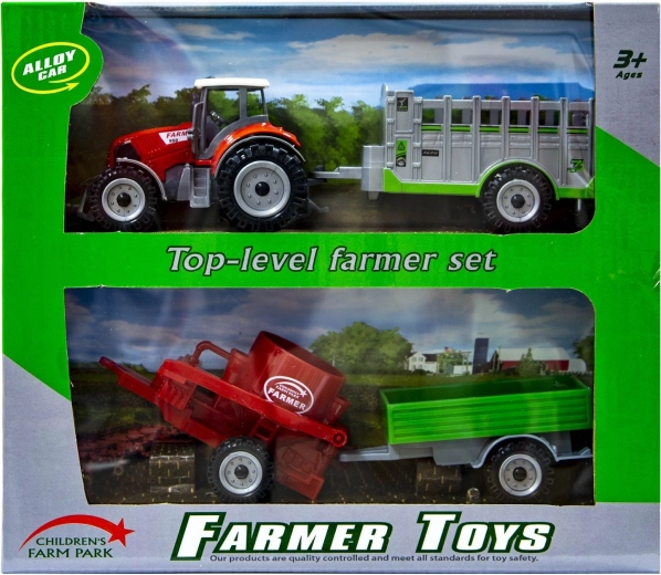 Tracteur rouge avec remorques interchangeables - 1 pièce