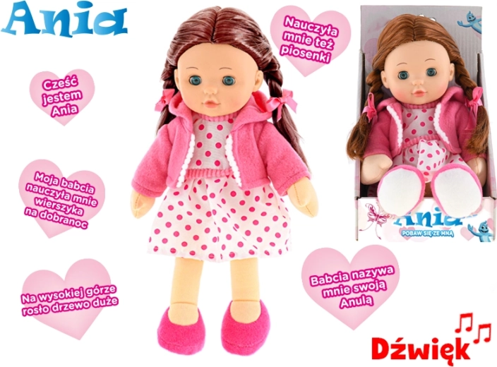 Poupée interactive Ania avec corps souple, parlant polonais, 31 cm