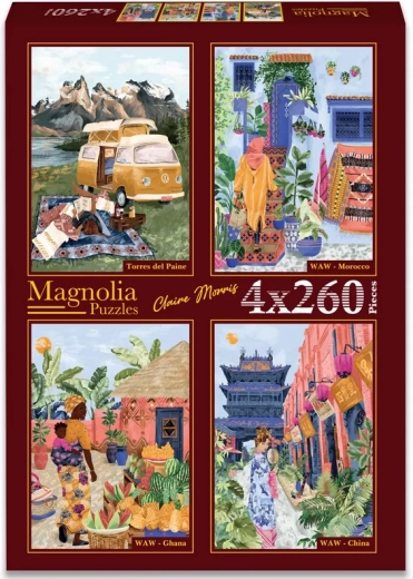 Puzzle Magnolia Torres del Paine, Maroc, Ghana et Chine 4 × 260 pièces