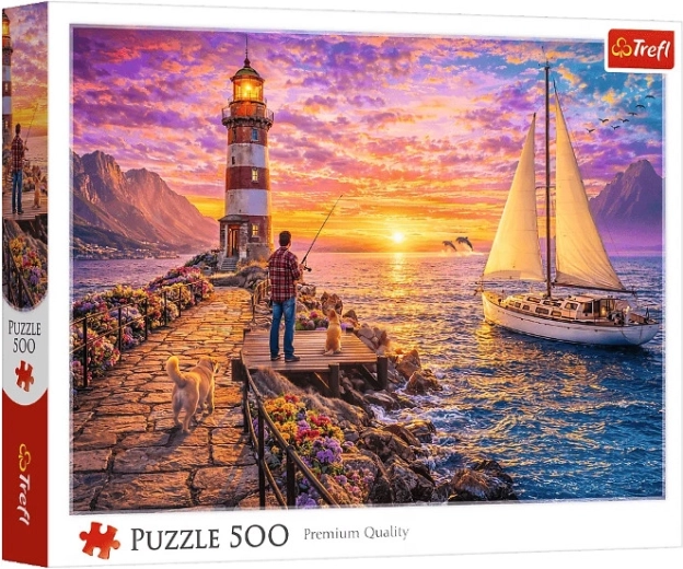 Puzzle 500 pièces phare au coucher du soleil