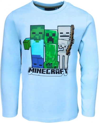 T-shirt garçon Minecraft à manches longues bleu clair