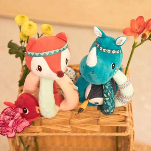 Hochet Lilliputiens renarde Alice et petit oiseau rouge