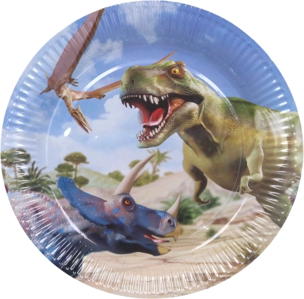 Assiettes de fête en papier DINO 23 cm, 6 pcs