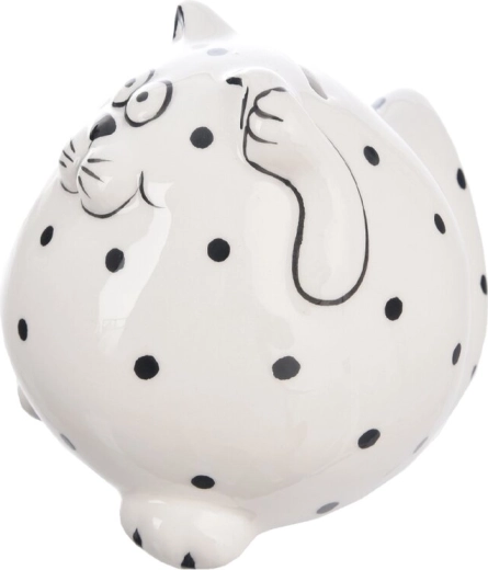 Tirelire en céramique chat à pois blanche
