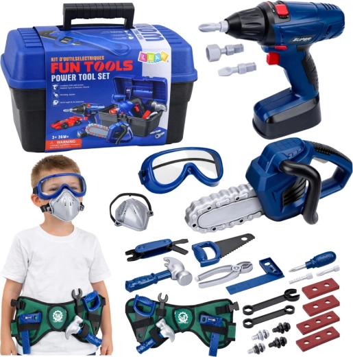 Set d’outils pour enfants avec armoire et visseuse sans fil, 30 pièces