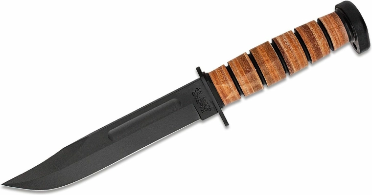 Couteau polyvalent KA-BAR Dog's Head 18 cm noir avec étui en cuir