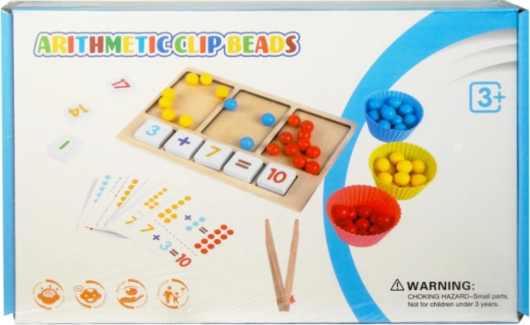 Jeu éducatif en bois Arithmetic Clip Beads – perles à compter avec pinces