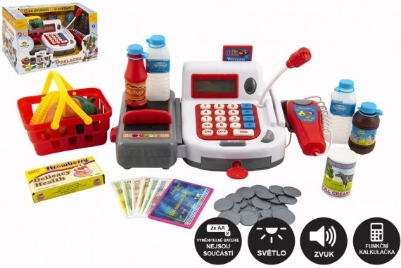 Caisse enregistreuse digitale pour enfants avec accessoires, lumière et son