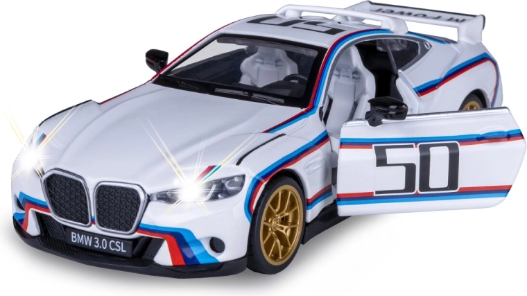 Modèle métallique BMW 3.0 CSL à l'échelle 1:34 avec effets